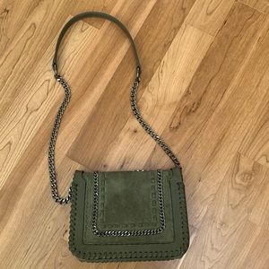 NWOT Zara Green Suede and Leather Crossbody